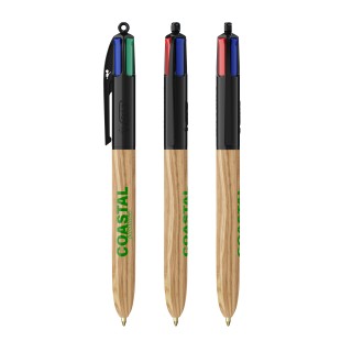 Bolígrafo Bic 4 Colours Wood Style publicidad